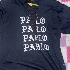 Pablo Lace-Up Graphic Tee black